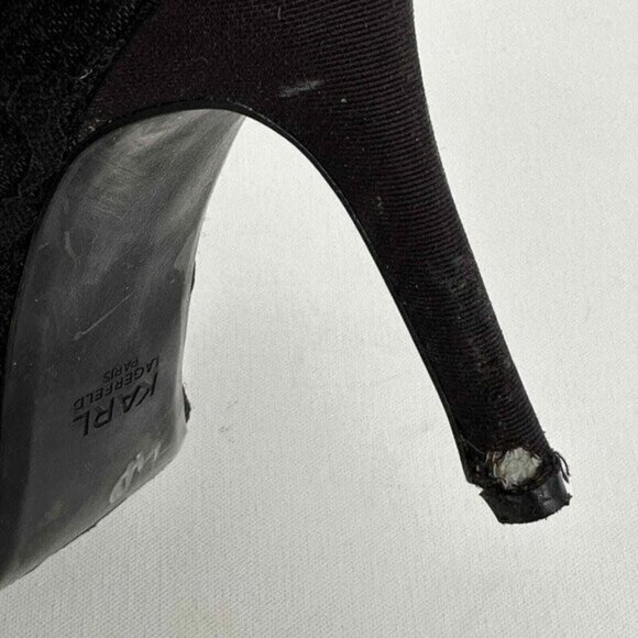 Karl Lagerfeld Paris Womens 9 M EU 40 Black Lace Pumps Roxana Pointed Toe Heels - Picture 9 of 15